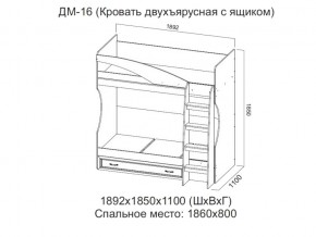 ДМ-16 Кровать двухъярусная с ящиком в Нязепетровске - nyazepetrovsk.магазин96.com | фото