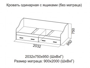 Кровать одинарная с ящиками (Без матраца 0,9*2,0) в Нязепетровске - nyazepetrovsk.магазин96.com | фото